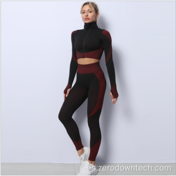 Amotex Custom Sexy Butt Lifting Gym Wear Conjuntos de mujer Conjuntos de yoga de entrenamiento de dos piezas Conjuntos de manga larga sin costuras para fitness